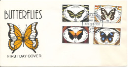 Antigua And Barbuda FDC 15-4-1991 BUTTERFLIES With Cachet - Antigua Et Barbuda (1981-...)