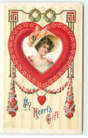 N°18177 - Carte Gaufrée - Clapsaddle - My Heart's Giff - Jeune Femme Dans Un Coeur - Valentinstag