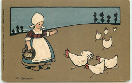 N°10407 - Carte Illustrateur - Ethel Parkinson - Fillette Hollandaise Donnant à Manger Aux Poules - Parkinson, Ethel