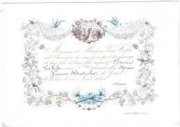 Belgique "Carte Porcelaine" Porseleinkaart , Faire-part De Mariage, Gand Le 15 Avril 1844, Dim 162x114mm - Porzellan