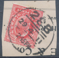 GB POSTMARK-ERROR 1911 EVII 1d On Superb Piece W CDS Large Single Circle (NPB) „23B“ (LONDON – BRIXTON HILL Or BRIXTON) - Used Stamps