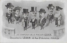 CPA Publicité Publicitaire Non Circulé Chapeaux Léger Paris Léopold II Espagne Russie Le Tsar Kaiser Loubet Italie - Werbepostkarten