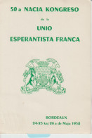 AKEO 128 Card About 50th French Esperanto Conference In Bordeaux 1958 - Franca Esperanto-Kongreso André Ribot - Esperanto