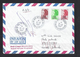 Courrier En Poste Restante Pour WELLINGTON Nouvelle Zélande " RETOUR DESTINATAIRE INCONNU " Du 23 Mars 1987. TB. - Briefe U. Dokumente