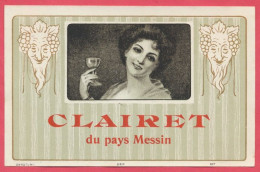 Etiquette : Vin De La Moselle " Clairet Du Pays Messin - Style Art Nouveau : 2 Mascarons à Motifs De La Vigne. - Otros & Sin Clasificación