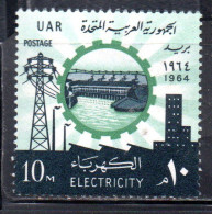 UAR EGYPT EGITTO 1964 ELECTRICITY ASWAN HIGH DAM HYDROELICTRIC POWER STATION LAND RECLAMATION 10m MNH - Unused Stamps