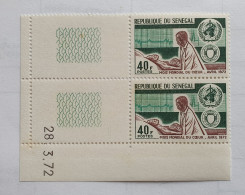 Bloc De 2 Timbres Neufs 40F Sénégal Coin Daté 28. 3. 1972  - MNH YT 364 - Mois Mondial Du Coeur - Senegal (1960-...)