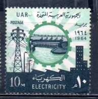 UAR EGYPT EGITTO 1964 ELECTRICITY ASWAN HIGH DAM HYDROELICTRIC POWER STATION LAND RECLAMATION 10m USED USATO - Oblitérés