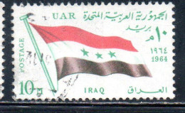 UAR EGYPT EGITTO 1964 SECOND MEETING OF HEADS STATE ARAB LEAGUE FLAG OF IRAQ 10m USED USATO OBLITERE' - Used Stamps