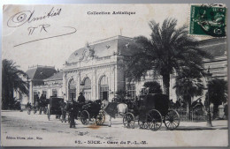 NICE. - Gare Du P.L.M. "calèches" - CPA 1908 - Treinverkeer - Station