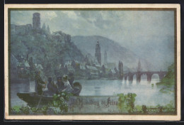 Künstler-AK Franz Jung-Ilsenheim: Alt-Heidelberg, Ruderboot Auf Dem Fluss  - Jung