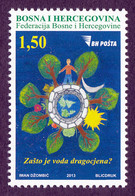 Bosnia And Herzegovina 2013 Children's Stamp Waters Tree Cat Flower Apple MNH - Bosnie-Herzegovine