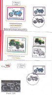 MOTORCYCLE ,LANGENLOIS,  X3  COVERS FDC  2002  AUSTRIA - Motos