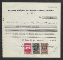 Portugal Sao Tome Et Principe Timbre Fiscal 1960 Reçu Plantation Cacao Et Café Receipt W/ Revenue Stamp Cocoa And Coffee - Lettres & Documents