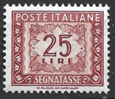 Repubblica Italiana, 1955/66 - 25 Lire Segnatasse, Fil. Stelle - Nr.115 MNH** - Postage Due