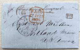 Folded Letter  - Antwerper - Belgium - To Portland - Maine - 15 July 1855 - Andere & Zonder Classificatie