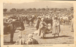 CPA - Algérie - BATNA - Le Grand Marché Indigène - Ref. LL N° 59 _ J. Bernard Papeterie Tabacs BATNA * 2 Scans - Batna