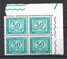 Repubblica Italiana, 1955/66 - 50 Lire Segnatasse, Fil. Stelle, Quartina - Nr.118 MNH** - Impuestos