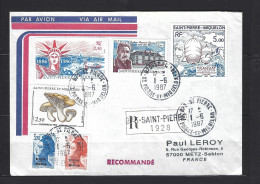 Courrier Philatélique Recommandé Pour La France. En Affranchissement Composé Du1-16-1987- 975 St Pierre Et Miquelon. TB - Lettres & Documents