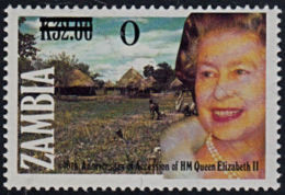 Zm0766(a) ZAMBIA 1997, SG 766 'O' Surcharge On K32 Queen Elizabeth, MNH - Zambia (1965-...)