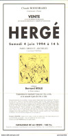 TINTIN : Carte Annonce VENTES HERGE 1994 - Hergé