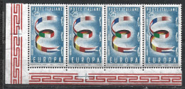 Repubblica Italiana, 1957 - 25 Lire Europa, Blocco Di 4 -  Nr.817 MNH** - Blocchi & Foglietti