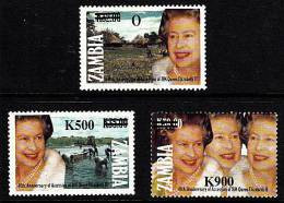 Zm0766 Zambia 1997, SG 766-68 Surcharges On 1992 Queen Issue  MNH - Zambie (1965-...)