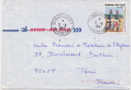 Enveloppe De Ouagadougou 5 Septembre 1987 Pour Paris  Par Avion - Burkina Faso (1984-...)