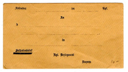 Bayern Ca 1870 FELDPOSTUMSCHLAG Gelb Unbenutzt (T5556 - Sonstige & Ohne Zuordnung