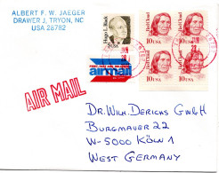 76325 - USA - 1991 - 10¢ Red Cloud 田 MiF A LpBf TRYON, NC -> Deutschland - Lettres & Documents