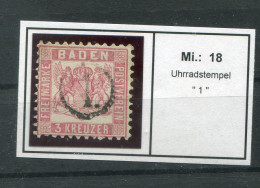 Baden UHRRADSTEMPEL 1 Ideal Auf 18 Gest. (K0962 - Otros & Sin Clasificación