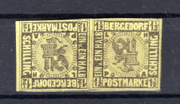 Bergedorf 3K KEHRDRUCK ** MNH POSTFRISCH 280EUR (19101 - Bergedorf