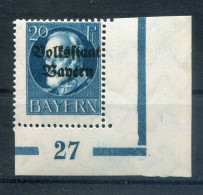 Bayern PLATTENNUMMER 27 Auf 121 Tadellos ** MNH POSTFRISCH (78703 - Otros & Sin Clasificación