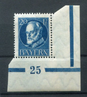 Bayern PLATTENNUMMER 25 Auf  97 Tadellos ** MNH POSTFRISCH (78684 - Andere & Zonder Classificatie