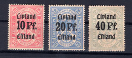 Preussen STEUERMARKEN ESTLAND LIVLAND 10+20+40 Ungummiert (AA0864 - Altri & Non Classificati