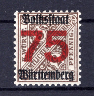 Württemberg 271Y OHNE WASSERZEICHEN!! * MH 120EUR (T7840 - Autres & Non Classés