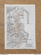 Pianta O Piantina Del 1940 La Città Di Bastia Corsica Francia T.C.I. - Carte Geographique