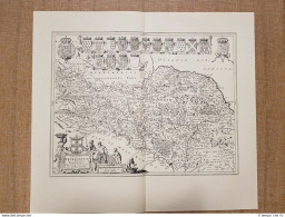 Carta Geografica Eboracensis North-Riding Of York Shire UK 1662 Blaeu Ristampa - Carte Geographique