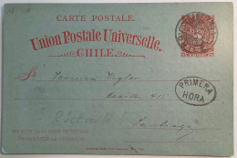 ADVERT NEW YORK LIFE INSURANCE On Chile 1892 SANTIAGO PRIMERA HORA  3c UPU Postal Stationery Card (entier Postal - Chile