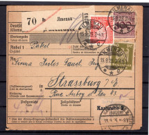 DR-Weimar PAKETKARTE 343,360,373 Von ILMENAU Nach STRASSBURG (T7676 - Other & Unclassified
