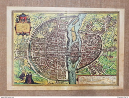 Veduta Città Parigi O Lutetia Paris Francia Anno 1572 Braun E Hogenberg Ristampa - Carte Geographique