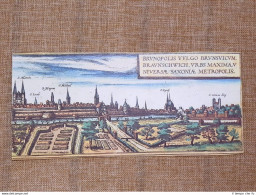 Veduta Città  Braunschweig O Brunopolis Germania 1572 Braun E Hogenberg Ristampa - Carte Geographique