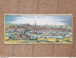 Veduta Della Città Straubing Baviera Germania Anno 1572 Braun Hogenberg Ristampa - Carte Geographique