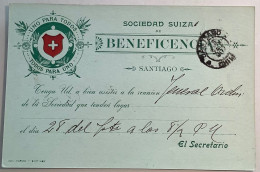 ADVERT: SOCIEDAD SUIZA Chile ~1900 SANTIAGO 1c Postal Stationery Card (entier Postal Schweizer Heimat Verein Schweiz - Chili