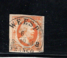 Nr. 3 , 15 C. ,very Scarce Cancel  " WEESP-6.10. 1858 " Roman Type , Very Clear , But Backside Thin  #1555 - Oblitérés