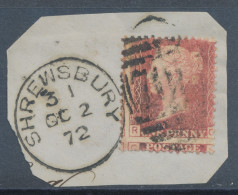 GB QV LE 1d Pl.119 (RG) On Piece Superb Used With Duplex Postmark „SHREWSBURY / 708“, Shropshire (4VOD)  With Very Rare - Usados