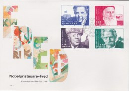 PRIX NOBEL PRIZE NOBELPREIS PAIX PEACE FRIEDEN SACHAROW DUNANT SCHWEITZER MYRDAL SWEDEN 1991 MI 1696 1699  FDC Sacharov - Nobel Prize Laureates