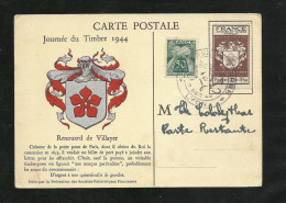 FDC Carte Premier Jour Lyon 09/12/1944 N° 668 Et Taxe N°80 (Poste Restante) Journée Timbre B/TB  Voir Scans Soldé ! ! ! - ....-1949