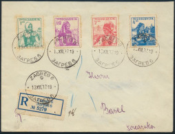 Jugoslawien R-Brief MIF Blockeinzelmarken 336-339 Zagreb Nach Basel - Storia Postale