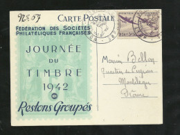 FDC Carte Premier Jour Lyon Journée Du Timbre 19/4/1942 Avec N° 540   B/TB  Voir Scans Soldé ! ! ! - ....-1949